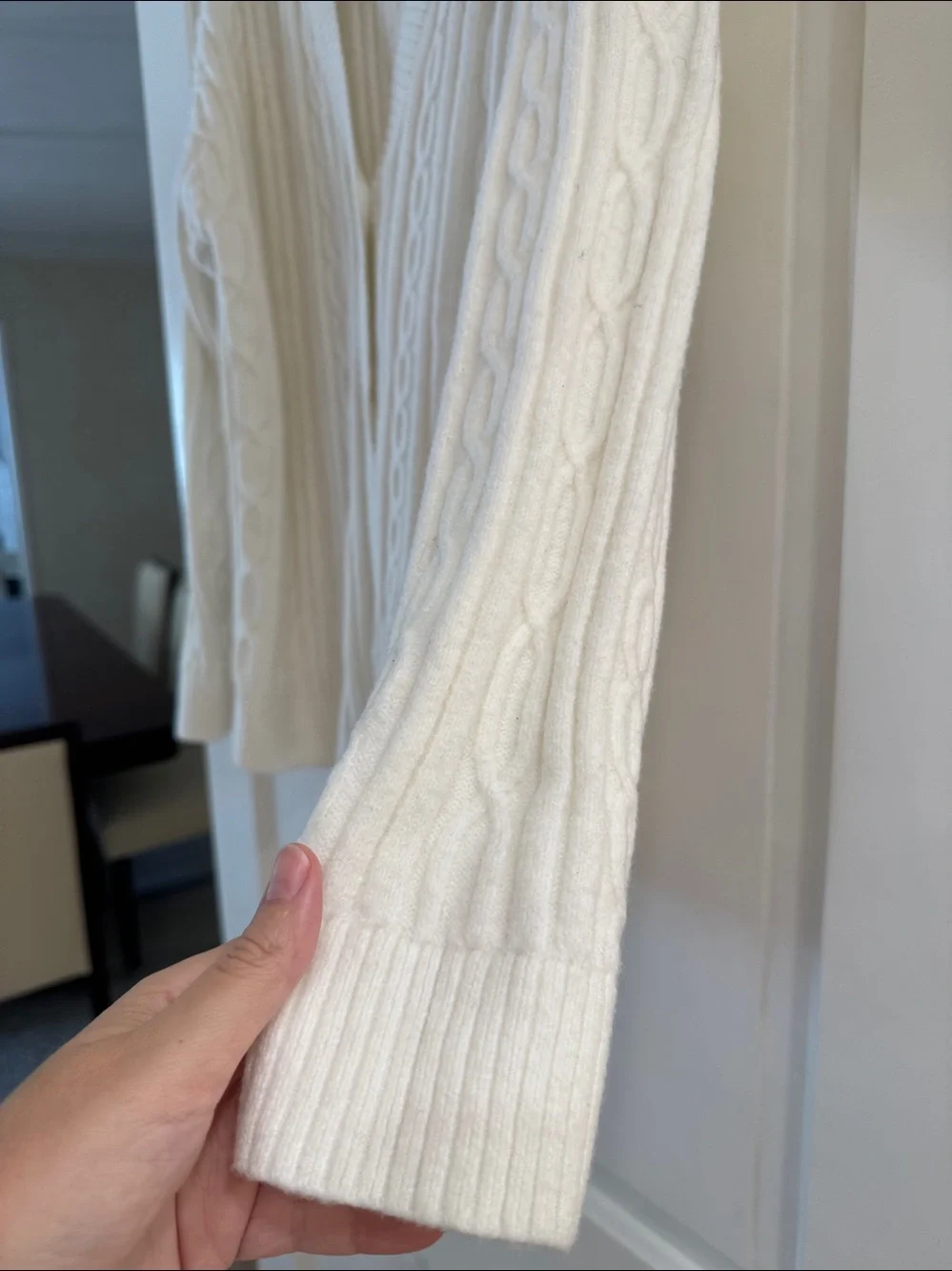 ALO Yoga Ivory Cable-Knit Open Cardigan